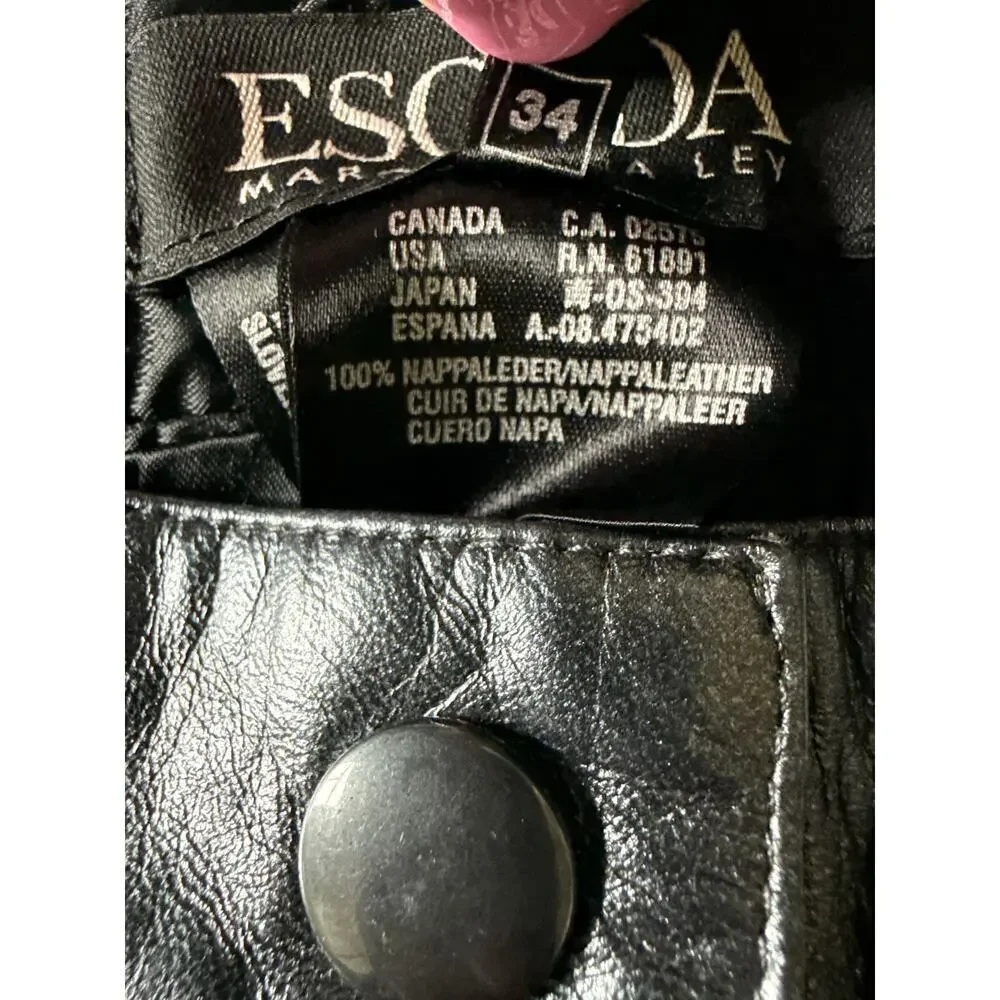 Vintage Escada Magaretha Ley Black Leather Pants Womens Size 34 (4) EUC